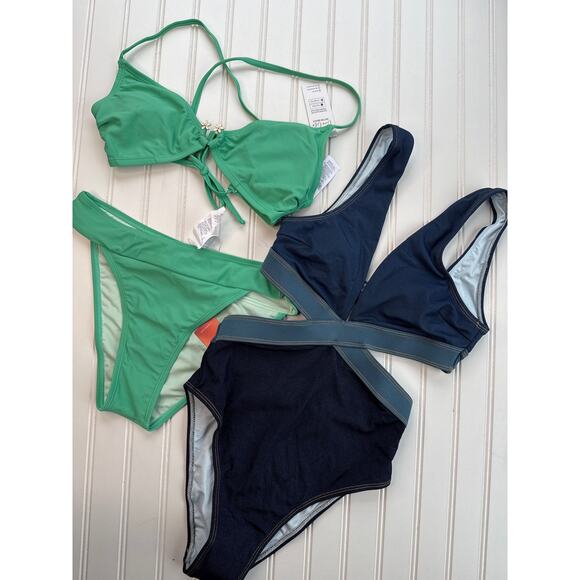 NWT Cupshe Swimsuit Bathingsuit Bikini Top & Bottom & Cutout 1-PC BUNDLE Size S - Picture 2 of 10